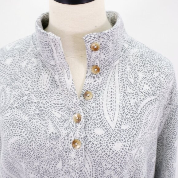Croft & Barrow Gray Paisley Button Mock Neck XL Sweater Polyester Rayon Spandex - Picture 2 of 7